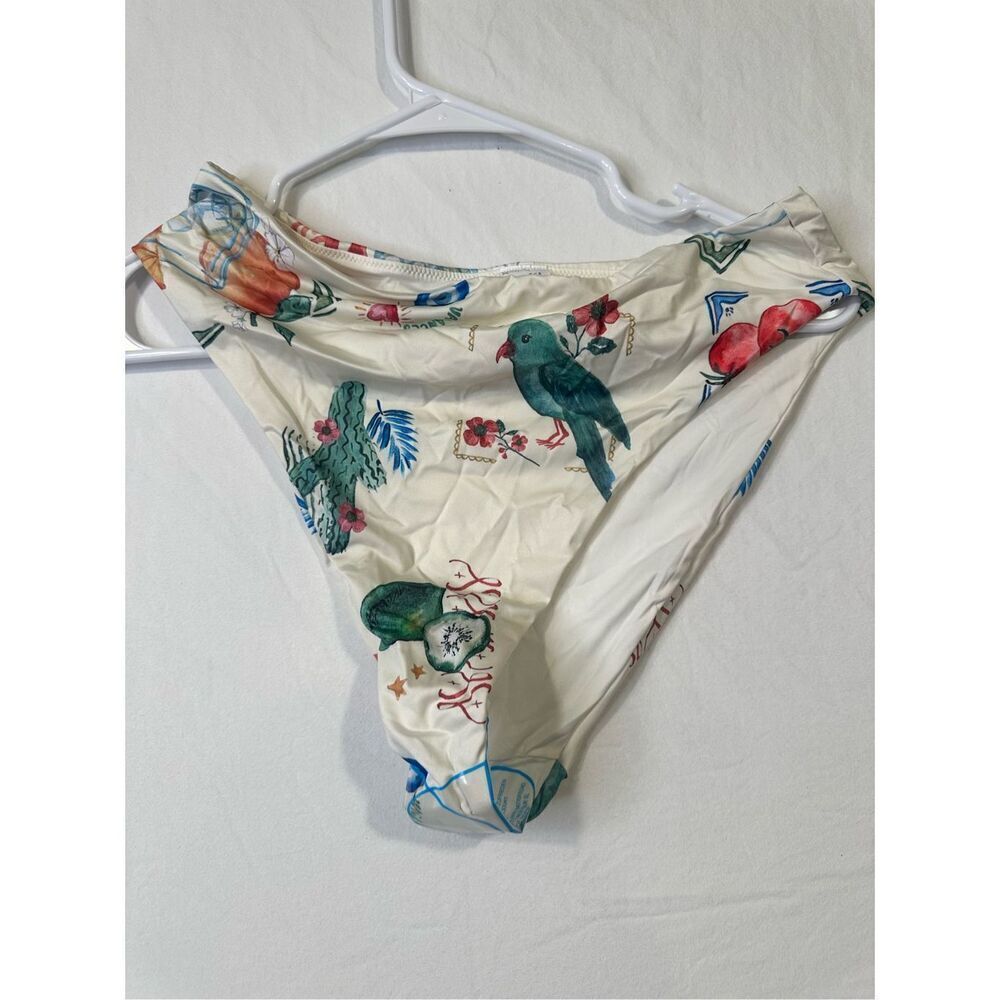 Asos cream vacation bird sol bikini bottom, size 8